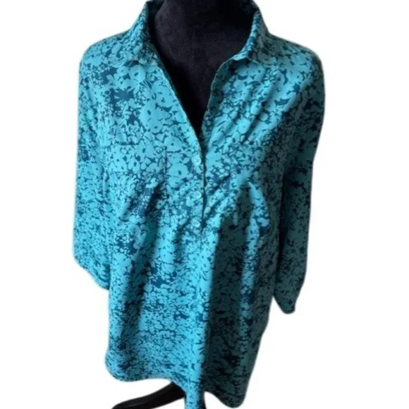 Royal Robbins Womens Expedition Hiking 3/4 Roll-up Sleeve Tunic Shirt EUC XL - Picture 1 of 6